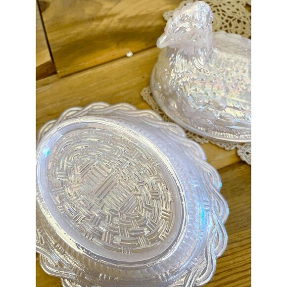 Vintage Mosser Glass Tuscan (Pink) Carnival Hen on Nest Dish – USA Made - Picture 6 of 6